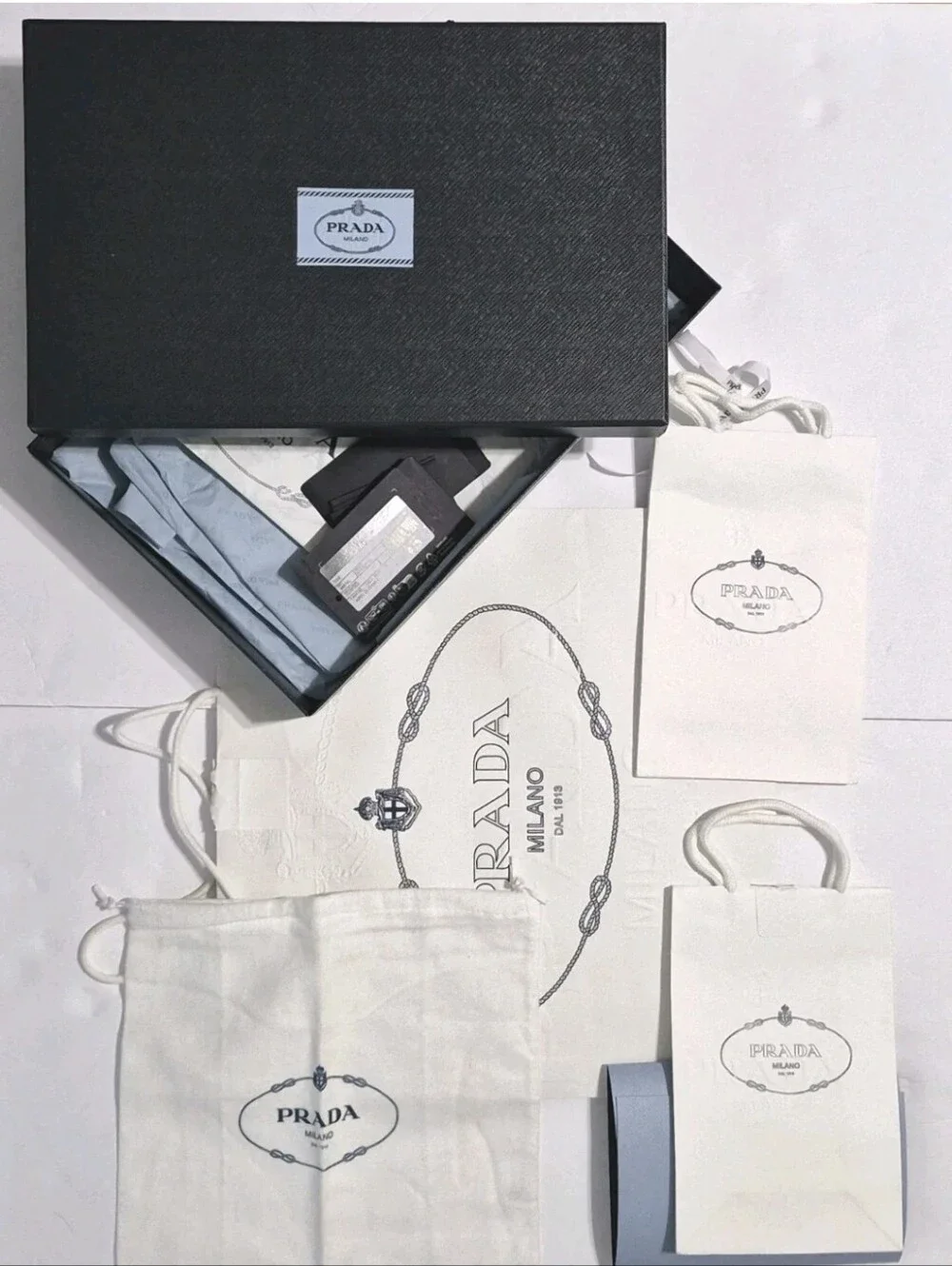 Prada Milano Empty Gift Box + Dust Bag + 3 Paper Shopping Bags + Tissue Papers..